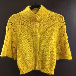 Yellow button-up cardigan